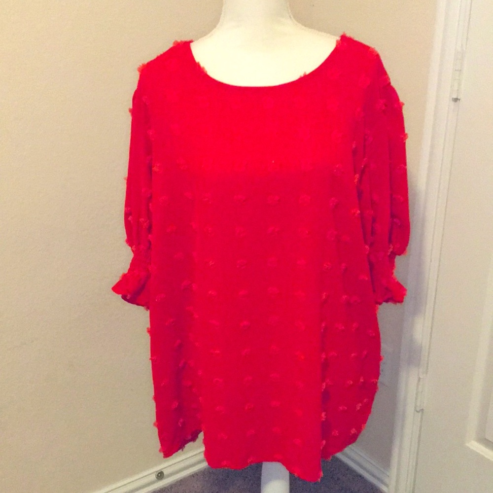 4/$20 red blouse with red polka dots